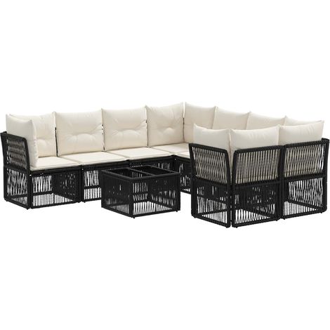Conjunto de sofás de jardín 9 uds. Negro ratán sintético vidaXL (1/5)
