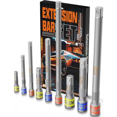 Jeu de 9 Rallonges, 1/4" 3/8" 1/2" pour Clés à Cliquet Douille (1/5)