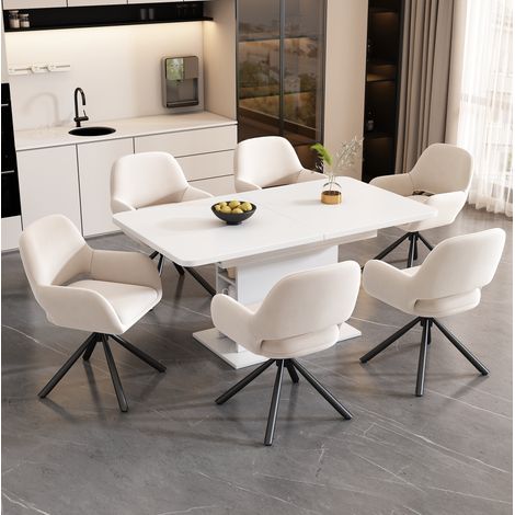 Chaise salle a manger pivotante velours beige lot 6 OKMYHOME (1/5)