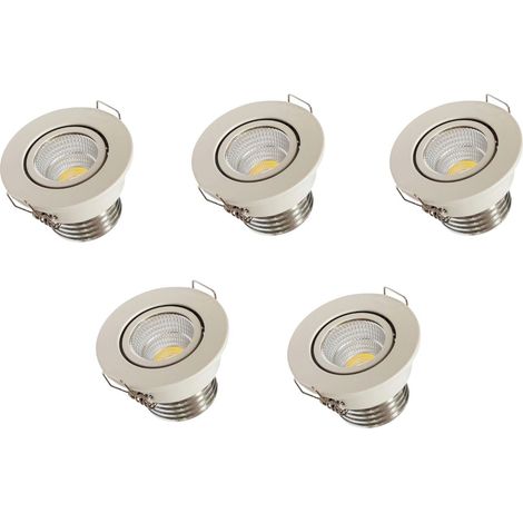 Kit 5 Faretti LED da Incasso 3W COB Orientabili 270 Lumen Foro 45mm Diametro 52mm Bianco, Luce fredda 6500K, Luce calda 3000K, Luce naturale 4000K - Colore della luce: Luce Naturale