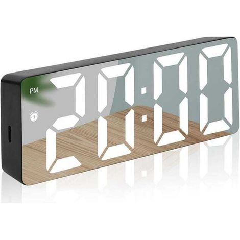 Sveglia digitale a LED (bianca), modalità snooze, display digitale con visualizzazione di ora e data, funzione snooze, luminosità regolabile.