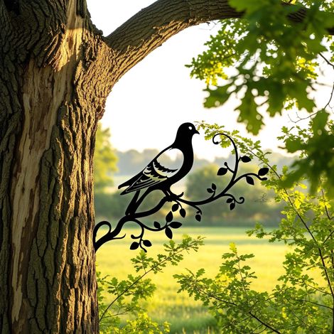Décoration murale en métal représentant un pigeon : cadeau pour les amoureux des oiseaux, décoration murale en métal pour pelouse ou terrasse (1/5)