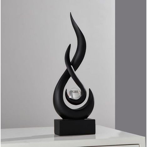 Bardusch-Décoration Flamme Moderne Noire, Statue Minimaliste et Sculpture Abstraite pour Salon et Bureau