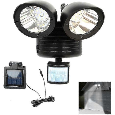Projecteur solaire extérieur à double détecteur de mouvement avec 22 LED pour une sécurité optimale.