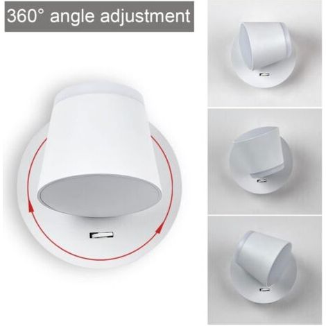 Applique murale LED, applique pour chambre, applique pour escalier intérieur, interrupteur de chevet / LED 8 W / garage, couloir, hôtel, rotation à 360°, lumière blanche 3000 K - RAPAND (1/3)