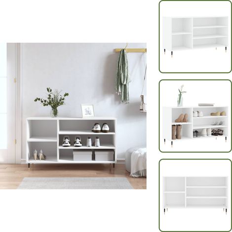 Schuhregal Weiß 102x36x60 cm Holzwerkstoff - Schuhschrank - Schuhregal - Holzwerkstoffmöbel - Garderobe - Aufbewahrungsbox