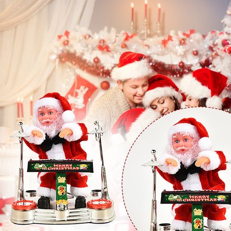 Elektrischer Weihnachtsmann am Klavier, musikalische Weihnachtsfigur, festliche Dekoration für Kinder, Spielzeug in Box (1 Stück), alter Musiker, Einheitsgröße (1/5)
