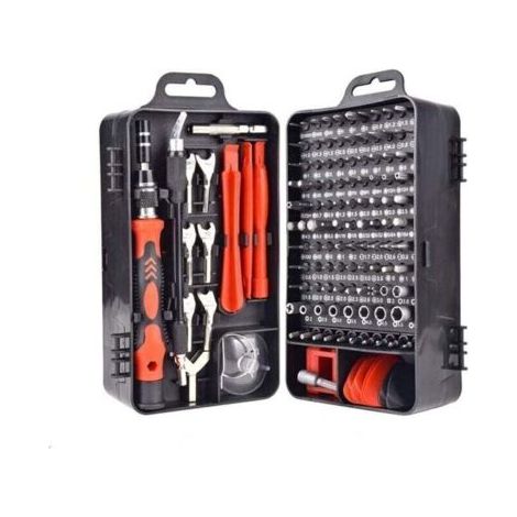 Green Mobility-Tournevis magnétique de précision 135 en 1 - Kit d'outils de réparation pour iPhone, ordinateur portable et montre, avec organiseur de rangement, rouge (1/4)