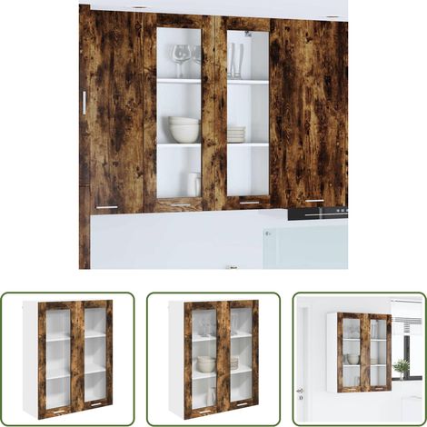Holzschrank -  Hängeschrank Geräucherte Eiche 80 x 31 x 100 cm Holzwerkstoff (1/5)