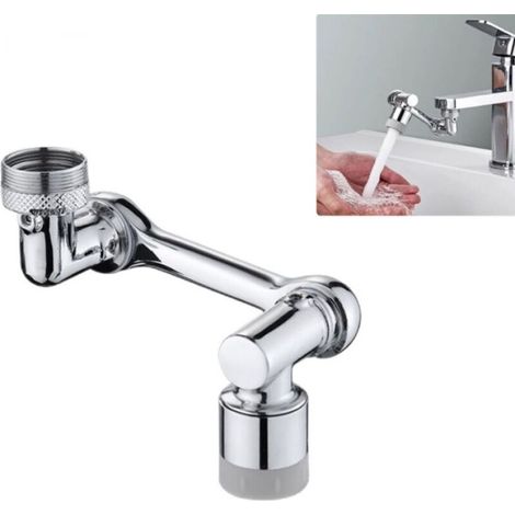 1080° schwenkbarer Wasserhahn-Verlängerungssatz, Weitwinkel-Drehroboterarm, Universalarmatur mit Spritzschutzfilter, 2-Wege-Wasserhahn (Zwei-Modus) - Crezuo