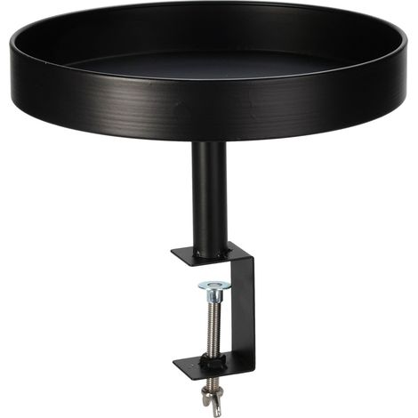 Spetebo – Table d'appoint métal noir à fixer – Ø 28 cm – Support à pincer pour plateaux jusqu'à 6,5 cm d'épaisseur – Montage facile sans outil