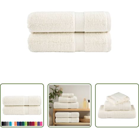 vidaXL Cremeweiß - Premium-Duschtücher SOLUND 2 Stk. Cremeweiß 70x140 cm 600 g/m² (1/5)