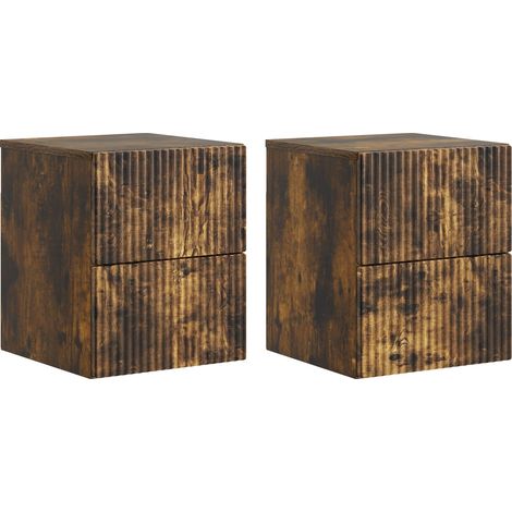 Wall-Mounted Bedside Cabinet 2 pcs Smoked Oak 33 x 34.5 x 40 cm vidaXL (1/5)