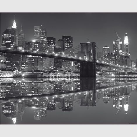 Papier peint intissé - Vue nocturne du pont de Brooklyn - 360x270 cm (1/2)