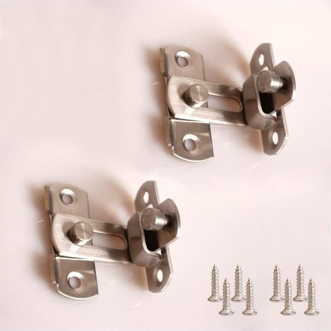 2PCS Loquets et verrous 90 degrés à angle Acier inoxydable droite ouvert Cadenas de portail Petite Antivol Loquet de porte pour portails et armoires, toilettes, fenêtres, meubles (3 inch) (1/2)