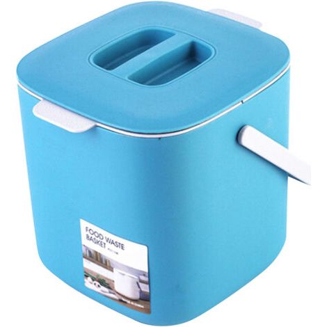 Poubelle de bureau détachable avec séparation humide/sec, portable avec poignée et couvercle pour voiture, cuisine, chambre, bleu clair (1/5)
