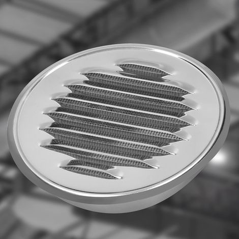 Grille d'aération - Ronde - En acier inoxydable - 100 mm - Avec bride de vissage - Protège contre les insectes (1/4)