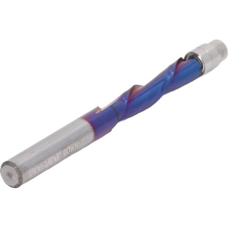 Beyamis Fraise à affleurer à spirale pour défonceuse CNC, queue de 6,35 mm (1/4"), en carbure monobloc avec roulement (1/5)