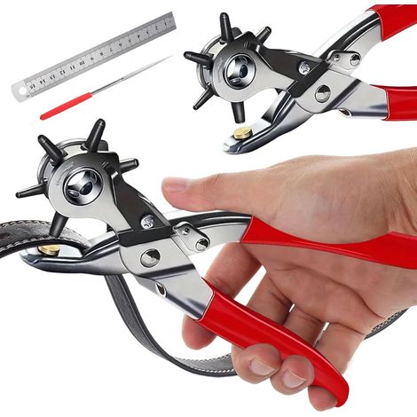 Pince Perforatrice Cuir, Rotative, Ensemble d’Appareils à Trous, pour Ceintures, Bracelets - (1/5)