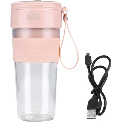 Mini mixeur-extracteur de jus portable rechargeable USB 300 ml pour la maison, le bureau et les voyages (rose) (1/5)
