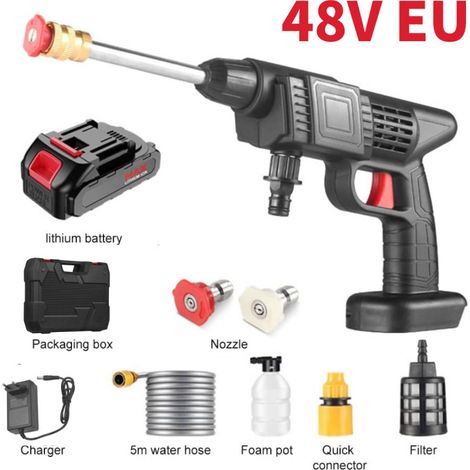 Nettoyeur haute pression sans fil 300 W, lavage de voiture haute pression 30 bars, batterie 8000 mAh, pulvérisateur de mousse, outil de nettoyage auto 48 VF (1/5)