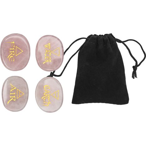 Galets ovales gravés symboles Reiki équilibrants portables pour méditation et purification des énergies négatives - Rose (1/5)