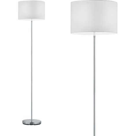 Lampadaire 1xe27 max 60w abat jour tissu blanc design nickel mat - trio - hotel (1/4)