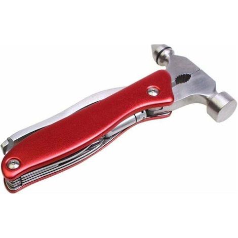 Marteau De Sécurité De Voiture en Acier Inoxydable Multi-Outils, Kit D'outils Multifonctionnels Portables pour Outil D'évacuation d'urgence De Voiture, Camping, Ménage,Rouge (1/4)