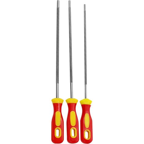 Affilatrice per motosega in metallo resistente da 3 pezzi, lima rotonda da 4/4,8/5,5 mm per utensili manuali da giardino per la manutenzione della catena da 3/8" (1/5)