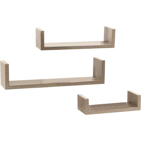 MAURY'S SET 3 MENSOLE LINEARI IN DIFFERENTI DIMENSIONI CON FINITURA ROVERE (1/5)