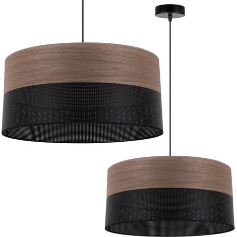 LAMPADA A SOSPENSIONE SINGOLA, PARALUME IN LEGNO IMPIALLACCIATO DI NOCE, 44 CM