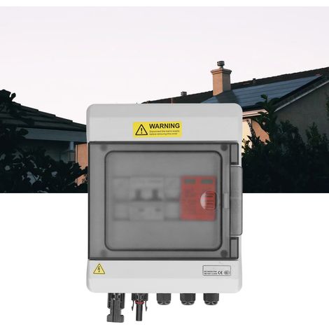 Boîtier de combinaison photovoltaïque solaire DC1000V avec fusible 15A, protecteur de surtension, disjoncteur DC 16A et connecteur solaire étanche IP66 convient aux systèmes de panneaux solaires con (1/5)