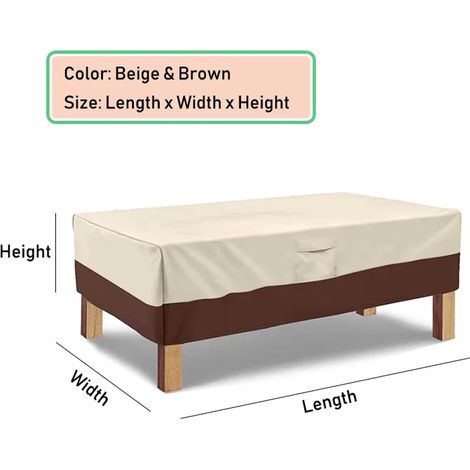 Housse de protection robuste 420D pour mobilier de jardin (canapé, table, chaises, terrasse) : imperméable, coupe-vent, anti-UV, résistante à la pluie et à la neige. (420D - Beige-Marron, 135 x 135 x (1/4)