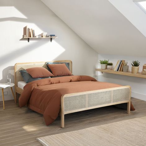 Ensemble matelas ferme mousse Tranquillité 2.0 + Lit adulte cannage bois naturel 160x200 - LT17018 - ANNA (1/5)