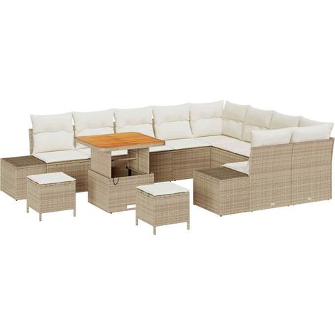 Garden Sofa Set 12 pcs 11-Seater Beige Poly rattan vidaXL (1/5)