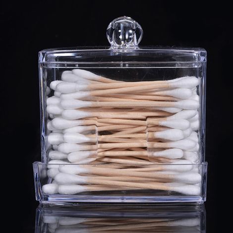 Boîte De Rangement - Organisateur Cosmétique - Pour Cotons Démaquillants Et Accessoires - Cylindrique - Transparent - 9 x 6 x 9,5 cm (1/5)