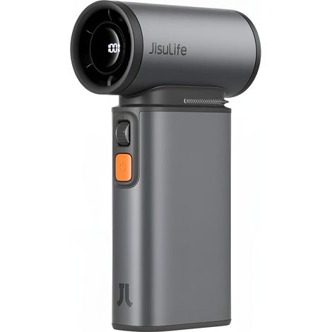 Ventilador turbo de mano con función de soplado, con velocidades de 1 a 100, ideal para limpiar teclados y acampar al aire libre (gris oscuro)