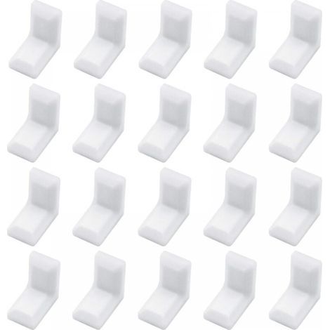 Lot de 40 équerres d'angle en forme de L avec couvercle en plastique blanc pour armoire, étagère (1/5)