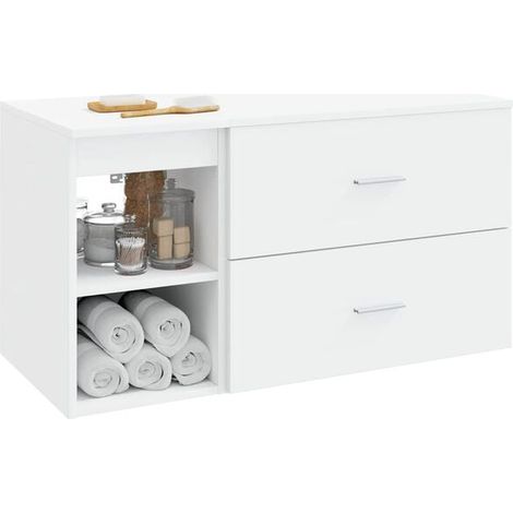 Ensemble de Meubles de Salle de Bain 2 Pièces - Design Moderne en Blanc, Rangement Pratique et Élégant pour WC (1/5)