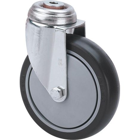 rueda giratora agujero m10 20bha125cp-pgaisb goma gris eje bolas (1/2)