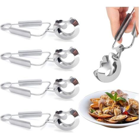 Sollbry 4 Pièces en Acier Inoxydable Escargot Escargot Pinces Fourchettes Escargot Clips Cuisine Nourriture Pinces Servant Pince Mini Pinces de Cuisine Nettoyage Facile,pour La Maison Restaurant Hôtel (1/5)