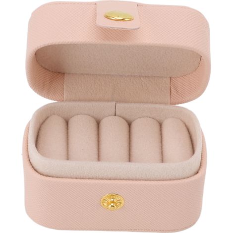 Mini-Ringaufbewahrungsbox aus PU-Leder, kleine Schmuckschatulle, Organizer, kleines Reise-Ohrringetui, rosa (1/5)