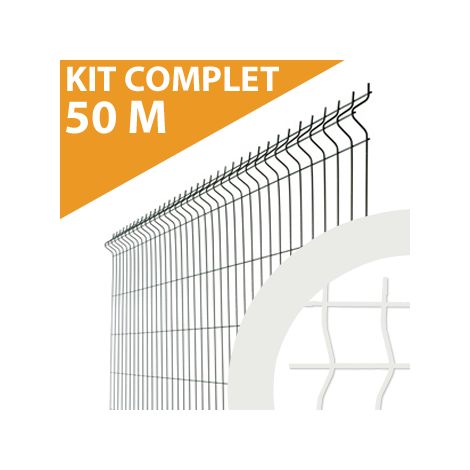 Kit Grillage Rigide Blanc 50M - JARDIMALIN - Fil 4mm - 1,23 mètre (1/5)