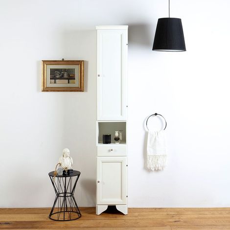 Bodenstehender Hochschrank Mit 2 Türen, 1 Schublade Und 1 Offenem Fach, H: 196 Cm Lavanda