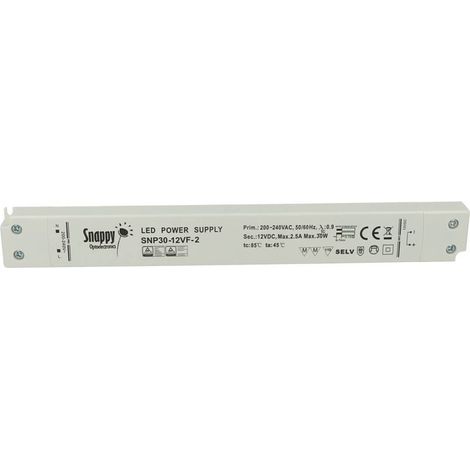 Alimentatore Ultra Slim Sottile 30W 12V Snappy SNP30-12VF-2 Trasformatore CV Per Striscia Led Profili Alluminio