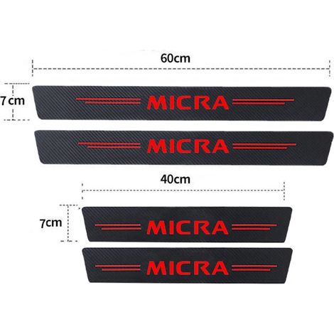 (Lot de 4 autocollants rouges) Seuil de porte de voiture anti-rayures,film protecteur et étanche pour emblème Nissan Micra (1/3)