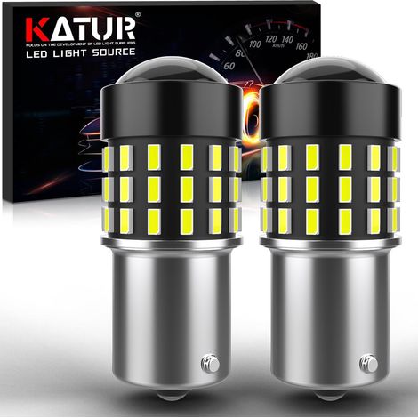 Lot de 2 ampoules DEL 1156 BA15S 7506 1073 1095 haute puissance 3014 54 puces super lumineuses 650 lumens pour clignotants, feux de recul, feux arrière, feux de stationnement, feux de