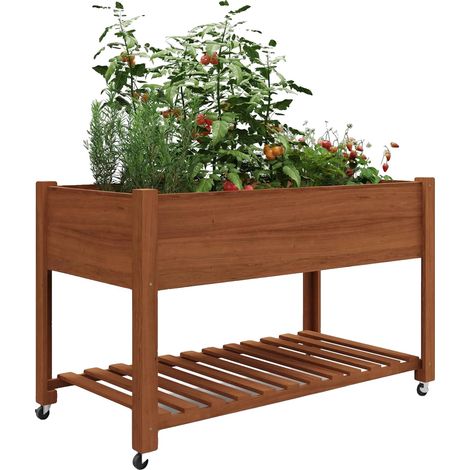 Jardin surélevé, bois durable, mobilité sur roues, Chêne Rouge (1/2)