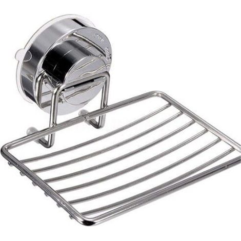 Seifenschale mit Saugnapf, Seifenschale aus Edelstahl 304, Schwammhalter, langlebiges Ablagefach für Bad und Küche ohne Bohren, Silber