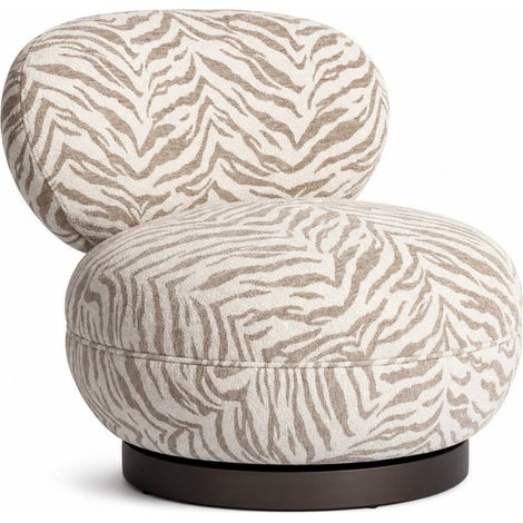 Fauteuil lounge pivotant motif tigre beige - beige tigre (1/5)